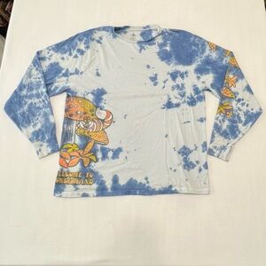 Disney Alice Welcome To Wonderland Tie Dye Cheshire Cat Mushroom L/S Shirt Sz L